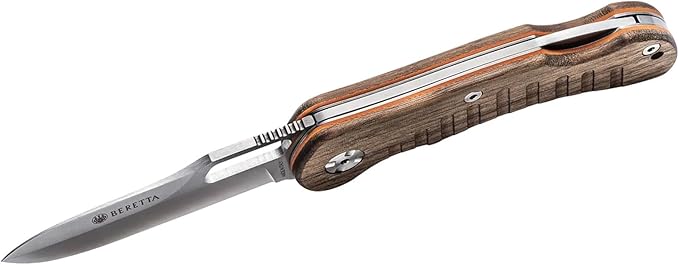 Beretta Bushbuck Folding Knife | 85mm Stainless Steel Blade with Walnut &amp G10 Handle | Compact Versatile Outdoor Hunting Knife