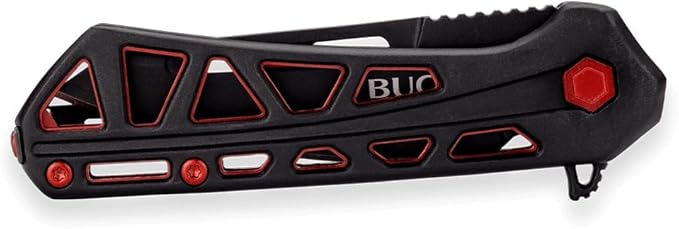 Buck Knives 813 Mini Trace Ops Folding EDC Knife 2.43” Pocket Knife Blade Aluminum Handle 7Cr17MoV Steel Tanto Folding Blade Black/Red 1.75 oz