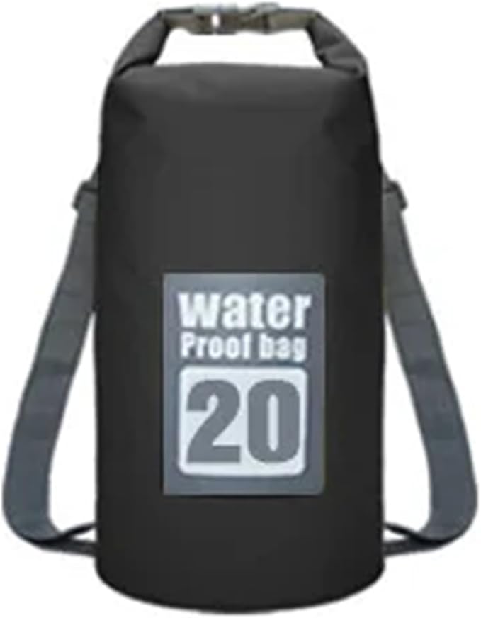 Waterproof Dry Bag 2pcs 5L/10L/15L/20L/30L Outdoor Sport PVC Waterproof Storage Dry Bag for Canoe Kayak Rafting Swimming Travel Kit Sack Backpack for SwimmingBoating(Black 20L)