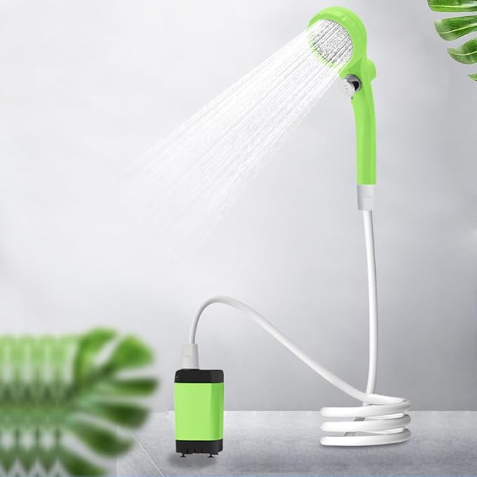 Portable Camping Shower Outdoor Shower Pump with 6000mah Rechargeable Battery Stepless AdjustmentElectric Camping Shower Head for Camping Hiking Traveling