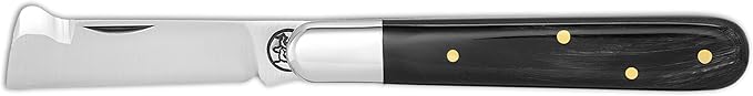 DUE BUOI 203C Professional Agriculture Pruning Grafting Knife for Budding Trimming Buffalo Horn Handle Böhler K720 Carbon Steel Blade (Professional Knife NOT an EDC Pocket Knife)