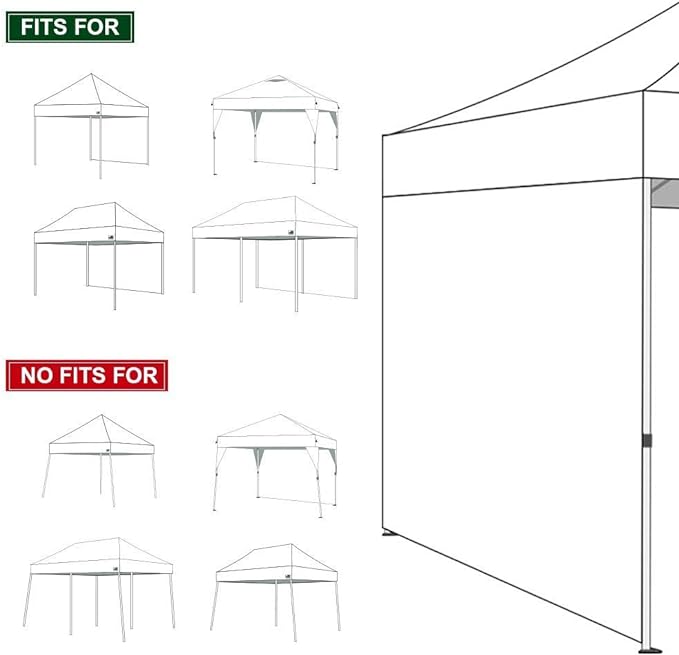 Eurmax USA 10x10 Pop Up Canopy SunWall-UV Protection for TentsBlocks Sunlight&ampWindWater Resistant Side Wall OnlyEasy Hook &amp Loop InstallationFit for 10FT Straight Leg Shelters&ampGazeboK