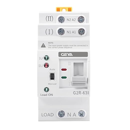 GEYA Mini ATS Dual Power Automatic/Manual Transfer Switch Over &amp Under Voltage Protection Solar Auto Switch Uninterrupted Power Din Rail(2Pole-63A-AC110V)