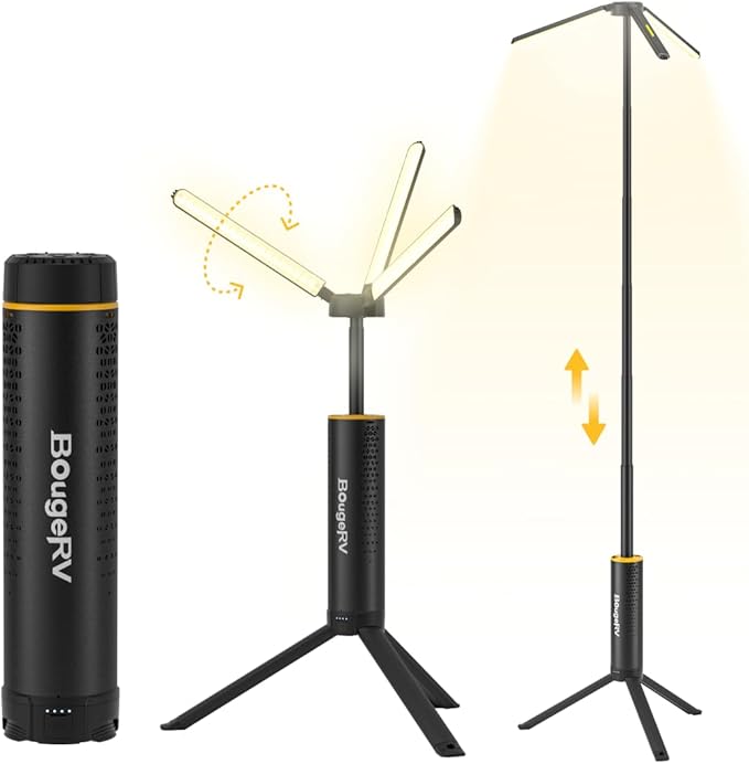 BougeRV Telescopic Camping Light 15600mAh Rechargeable Lantern Portable Camping Light 1000x3 Lumens Rotatable Camping Light for Tent Emergency Outdoor IPX5 Water Resistant(2026 New)