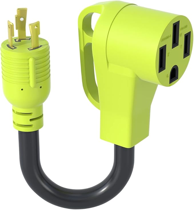 30 Amp to 50 Amp RV Generator Adapter Cord NEMA L5-30P Twist Lock Male Plug to NEMA 14-50R Female Outdoor Ower Equipment Suitable for RV Trailer Camper Heavy Duty STW 10 AWG(12 Inch)
