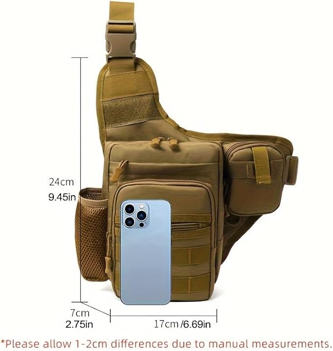 Jungle Leopard Fishing Shoulder Bag Cycling Crossbody Tactical Chest Pack Single Backpack Travel Climbing Camping(RG)