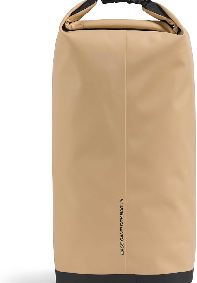 The North Face Base Camp Dry Bag - Roll-Top Waterproof Stuff Sack Ideal for Camping Gear &amp Kayak Accessories Khaki Stone/TNF Black 12 Liters