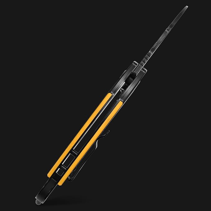 Sitivien ST164 Folding Pocket KnifeAUS-10 Steel BladeSteel Head CNC Precision Carving+G10 Handle EDC Tool Knife for Outdoor Survival Camping Hiking Fishing(Yellow)