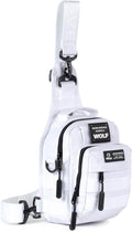 WOLFpak 4L Mini Tactical Sling Bag (Polar White) Compact Crossbody Backpack for Gym Travel &amp EDC | Tactical Shoulder Bag with Multiple Pockets – Lightweight Durable Sling Pack for Men &amp Wome