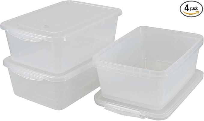4-Pack Plastic Storage Bins with Latching Lids 14 L Plastic Clear Storage Box