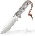 The Ravager D2 Tool Steel Blade Full Tang Fixed Blade BushcraftHunting Survival Knife with Genuine Cow Hide Genuine Leather Sheath &amp Fire starter &amp Sharpening spike