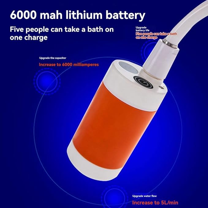 Portable Camping Shower Outdoor Electric Shower Pump Upgraded Rechargeable Model with Intelligent Digital Display