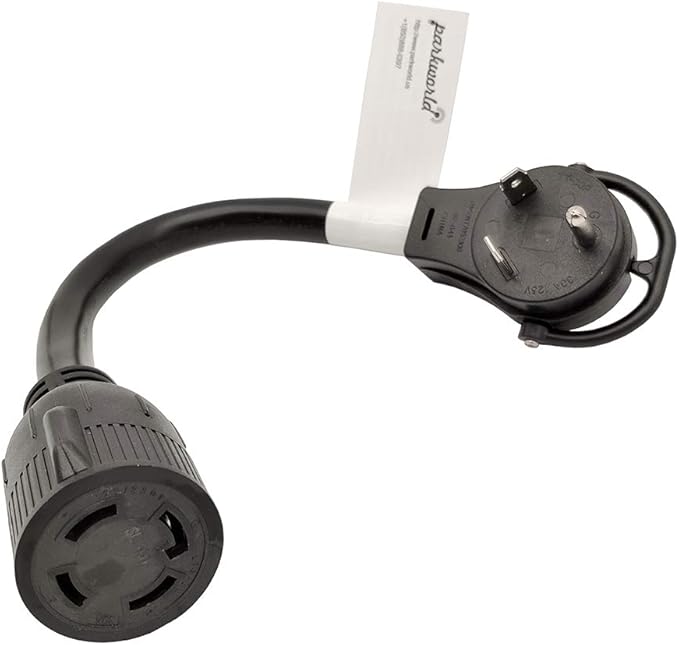 Parkworld 885446 NEMA TT-30P to L14-30R 30 Amp Generator Adapter Cord Transfer Switch Adapter RV 30A TT-30 Male Plug with Handle to Generator 30A 4-Prong L14-30 Female Receptacle