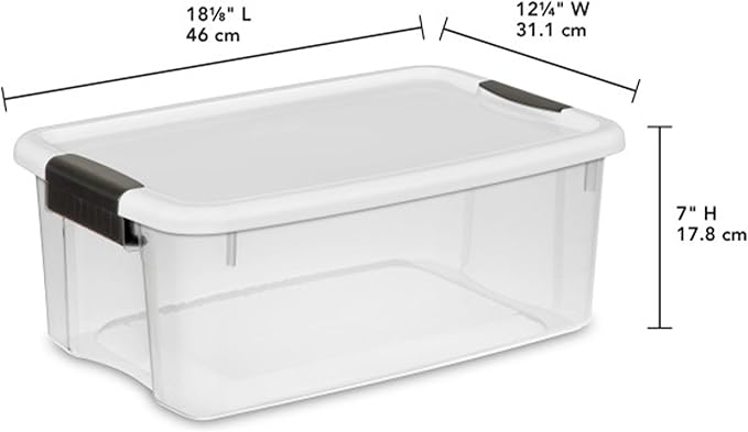 Sterilite 4 Sets of 70-Quart &amp 6 Sets of 18-Quart Heavy-Duty Stackable Storage Container Tote Clear Base w/White Latch lid for Home Organization
