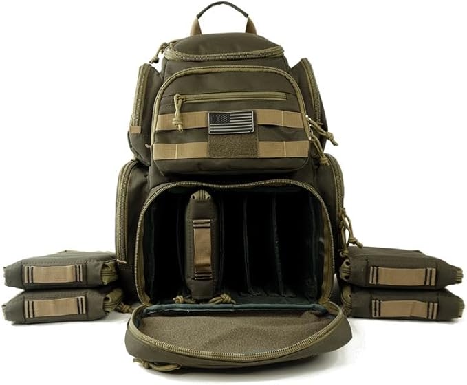 Tactical Shooting Range Backpack for Pistols HandgunsHeavy Duty Quality Gun Carrier Range Bag