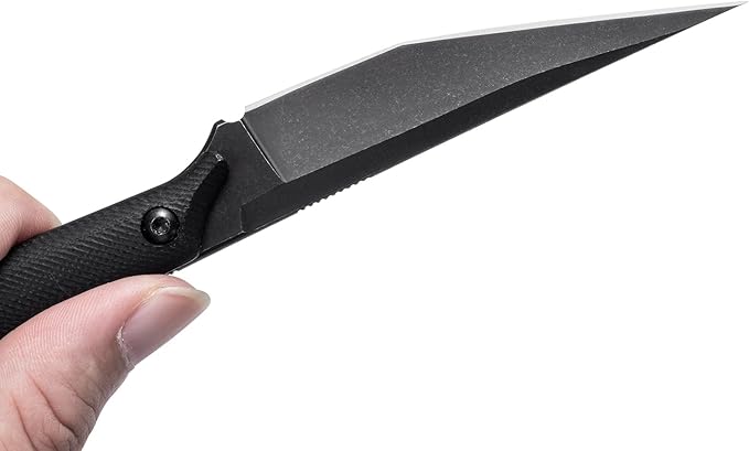 Fixed Blade Knife D2 Steel Blade and G10 Handle Utility EDC Knife for Outdoor Survival Hiking Camping with Kydex Sheath OS1221 (Black)