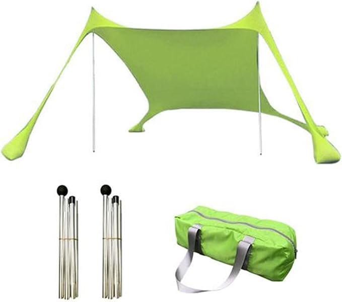 Beach Shelter Sun Shelter UV Protection Stay Cool and Protected with Sun Shade Canopy Waterproof Beach Vacation Sun Shade for Beach Camping Fishing Outdoors(Green210x200x150cm)