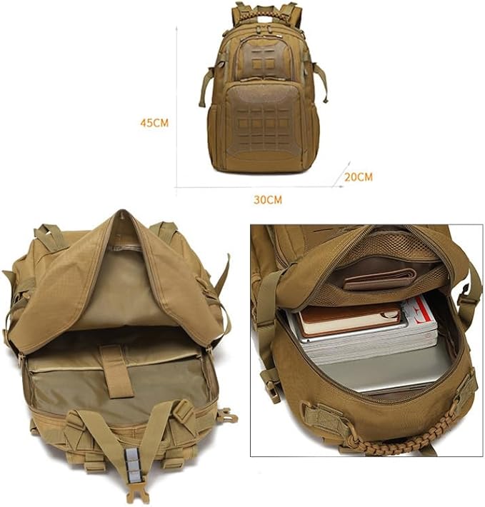 Outdoor Sports Pack Hiking Bag Rucksack Knapsack Combat Camouflage Tactical Backpack- Black Medium