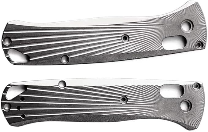 1Pair CNC Titanium Scales Fits for Bugout 535 Non-slip Blank Handle Patch DIY Replacement in Stonewashed Finish