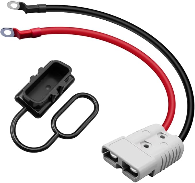 175A 4AWG Battery Connector Cable Fit for Andersons Plug Extension Cable Forklift 30cm 4 Gauge Quick Connect Disconnect Wire Harness with Ends Lug and Waterproof Cap