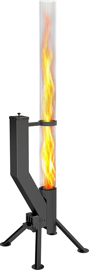 GARDENFLARE Stainless Steel Pellet Stove &amp Smokeless Firepit Patio Heater for Ambiance - Fire Pit for Patio Fire Tube Outside Backyard Bonfire &amp Outdoor Fireplace (Matte Black Premium)