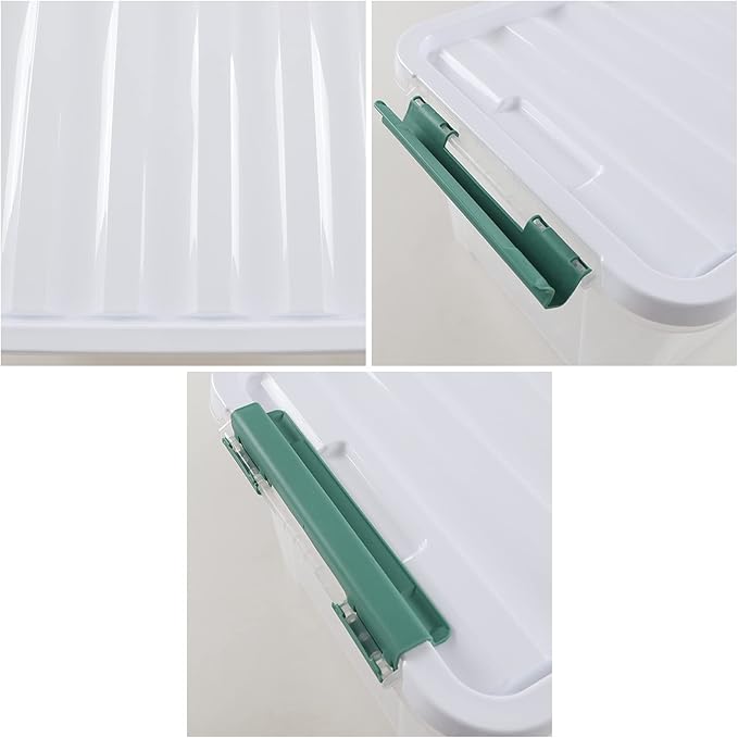 4-Pack Latching Box Storage Bins with Lids Clear Plastic 20 Quart Heavy-Duty Organizing Containers for Closet Bathroom and Office