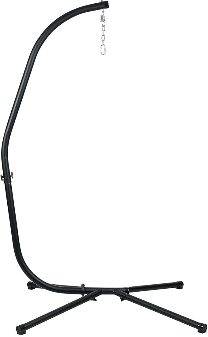 Masyardi Hammock Chair Stand Only Heavy Duty Steel C-Stand with Spring Hook Max Load 300lbs for Indoor Outdoor Black
