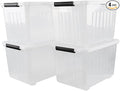 50 Quart Clear Storage Container with Lids and Wheels 4-Pack Clear Plastic Latching Bins