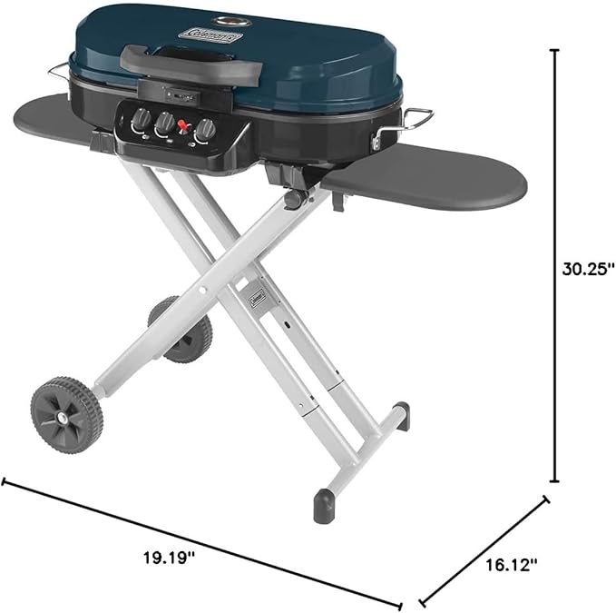 Coleman RoadTrip 285 Portable Stand-Up Propane Grill with 3 Adjustable Burners &amp Instastart Ignition 20000 BTUs of Power for Outdoor Cooking Camping Tailgating Grilling BBQs &amp More