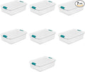 Sterilite Storage System Solution with 32 Quart Clear Stackable Storage Box Organization Containers with White Latching Lid 7 Pack