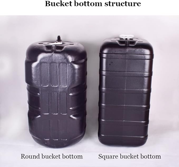 Haueeschoen Portable outdoor shower storage bucket with lid and handle Black plastic large water storage container Solar shower bucket with faucet and nozzle hose