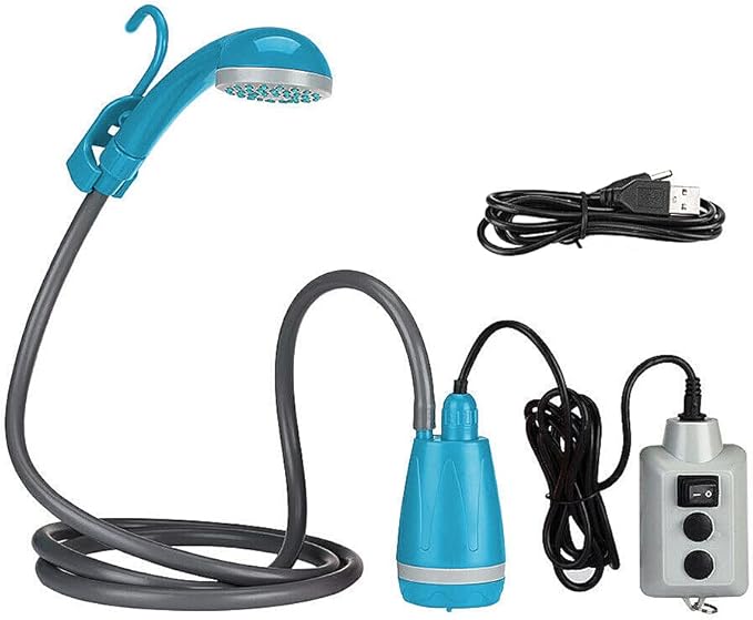 Portable Camping Shower Outdoor Camping Shower Pump Rechargeable Shower Head for Camping Hiking Travel