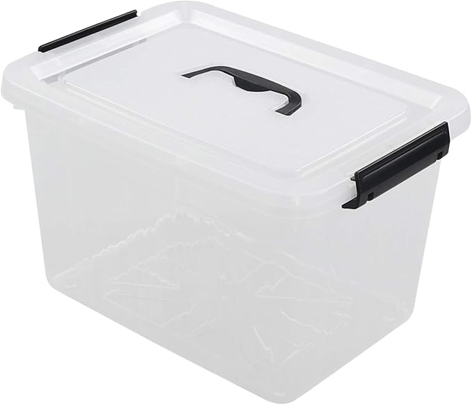 Idomy 1-Pack Clear Plastic Storage Latch Box with Lids 10 L Storage Bin with Handle