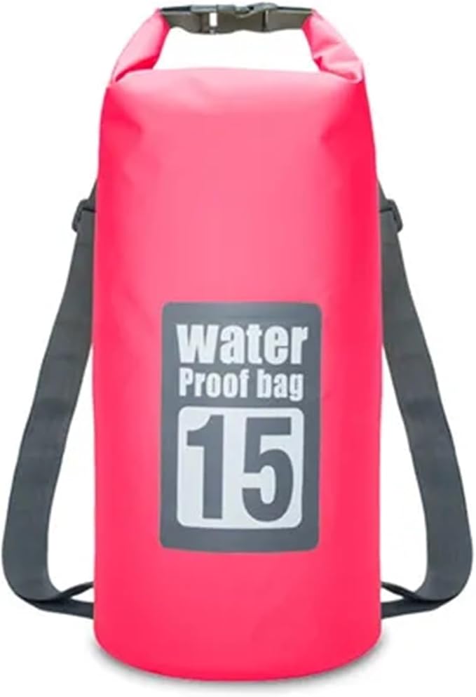 Waterproof Dry Bag 2pcs 5L/10L/15L/20L/30L Outdoor Sport PVC Waterproof Storage Dry Bag for Canoe Kayak Rafting Swimming Travel Kit Sack Backpack for SwimmingBoating(Pink 15L)