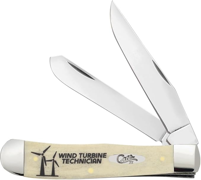Case XX WR POCKET KNIFE WIND TURBINE TECHNICIAN NATURAL SMOOTH BONE TRAPPER 4 1/8 INCHES CLOSED ITEM #9144579
