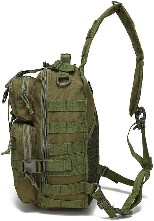 Tactical Sling Backpack Pack Military Shoulder Water-Resistant Bags 15L Oxford Army Breathable Daypack Bag for Hiking Sports (Green 15L)