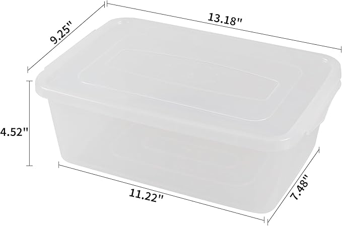 3 Pack 6.5 Quart Lidded Storage Bins Dough Proofing Box Clear Storage Container