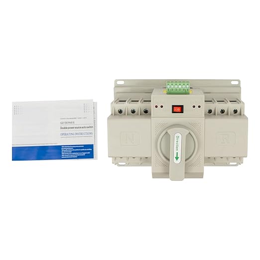 Dual Power Automatic Transfer Switch 63A 2P/4P 110V Generator Changeover Switch Tool Electronic Power Circuit Breaker Controller 50HZ/60HZ (3P/63A White)