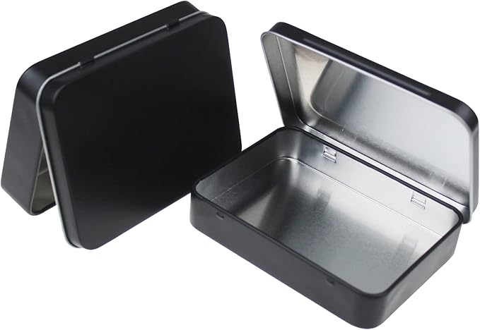 Rectangular Black Metal Tins with Lids Bundle 4.5 x 3.3 x 0.9 inch