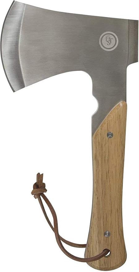 UST Heritage Camp Ax with Full Tang Design Stainless Steel Blade and Leather Sheath for Chopping Hiking Camping Backpacking and Outdoor Survival
