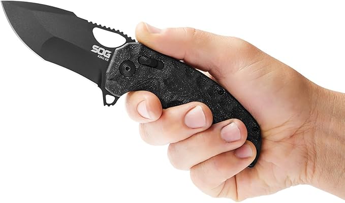 SOG Kiku Quick-Opening Sharp Ambidextrous Pocket Folding Knives with Linen Micarta Handle | CTS XHP Steel XR Lock