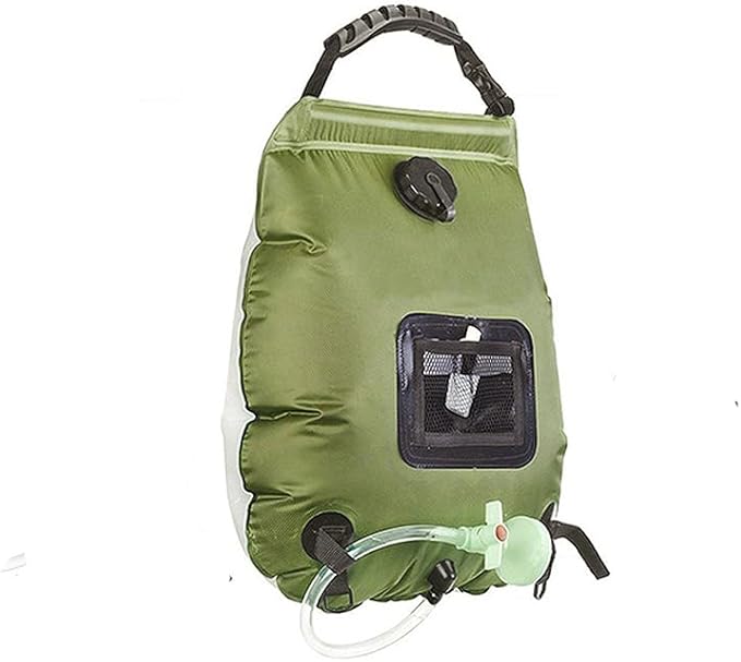 1x Solar Shower Bag 5Gallons/20L Foldable Camping Shower Portable Solar Heating Bag with Removable Hose Pull-Off Switchable Shower Head for Camping Beach Swimming Outdoor Traveling Hiking Green