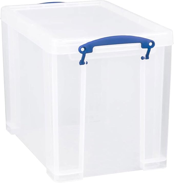 Really Useful Box 19 Liter Plastic Stackable Storage Container w/Snap Lid &amp Built-in Clip Lock Handles for Home &amp Office Organization Clear (5 Pack)