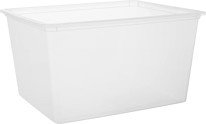 IRIS USA 4-Pack Storage Bins with Lids 25 Quart Clear Stackable Containers Box Organize Shoes Closet Shelves Clothes Blankets Towels - BPA-Free Plastic