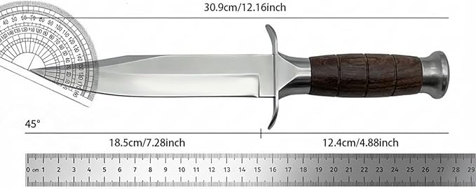 12.16 Fixed Blade Survival Knife with Nylon Sheath - High Hardness Stainless Steel Outdoor Knife - Classic Wood Handle Bushcraft Tool for Camping Hiking and Hunting