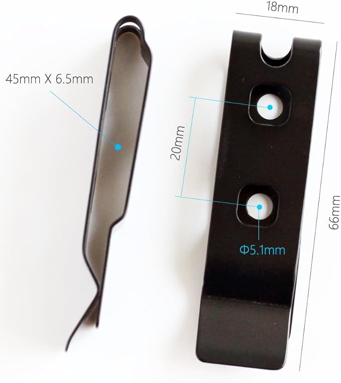 1PC Pocket Clip with 2 Sets Screws Fits for Knife Sheath Custom Stainless Kydex Clip Waist Clip for Small Straight Knife