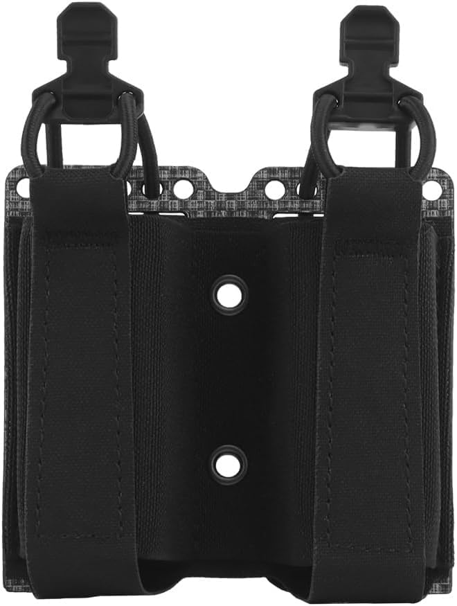 Tactical Double Elastic Mag Pouch - 9mm/40 MOLLE Waist Belt Bag for Flashlight &amp Tool Holster Hunting Airsoft Shooting Gear
