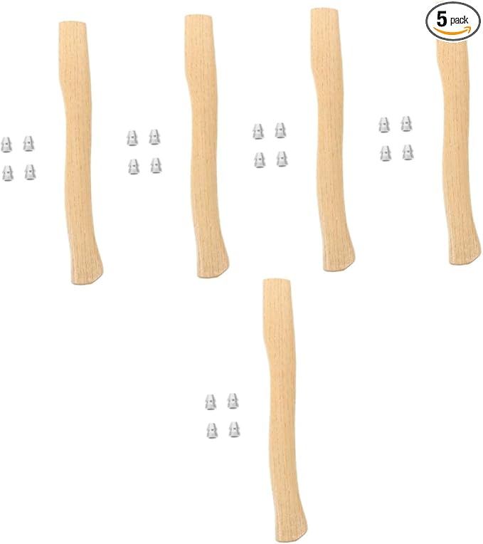balacoo 5sets Wooden Axe Handle Replacement Hatchet Grip Ergonomic Design for Firewood Cutting Includes for