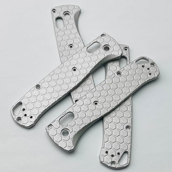 1 Pair Aluminum Scales Fits for Bugout 535 CNC Handle Patch DIY Replacement Accessory(Silver)