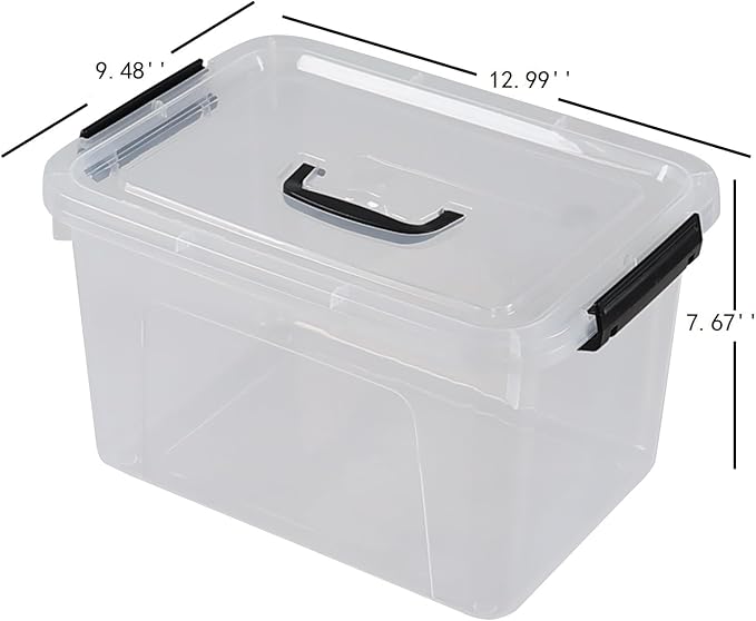 Kiddream 10.5 Quart Clear Storage Boxes Plastic Bins with Lids and Handles Set of 4
